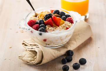Close-up of delicious porridge with berries