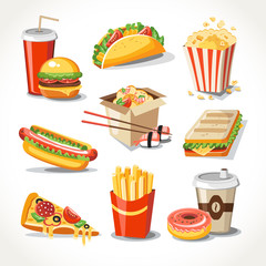 Fast food realistic set 