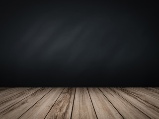 blank blackboard on wooden floor