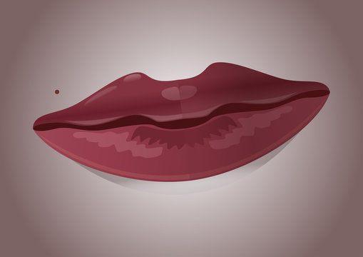 Red feminine lips. Vector illustration