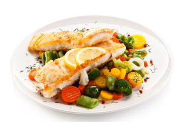 Fish dish - fried fish fillet and vegetables
