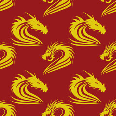 Yellow dragons on a red background