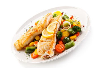 Fish dish - fried fish fillet and vegetables