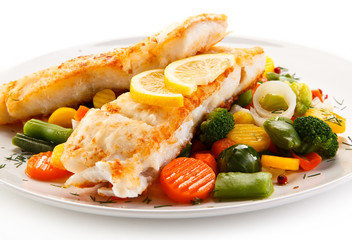 Fish dish - fried fish fillet and vegetables