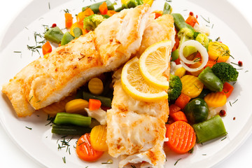 Fish dish - fried fish fillet and vegetables