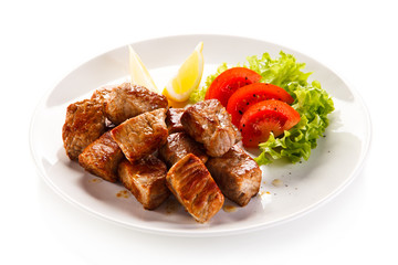 Kebabs - grilled meat and vegetables 