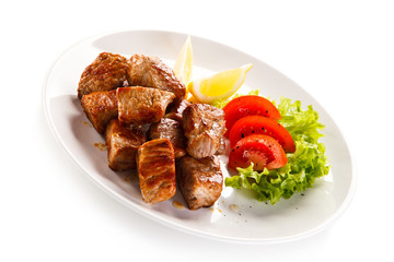 Kebabs - grilled meat and vegetables 