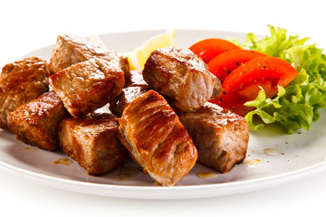 Kebabs - grilled meat and vegetables 