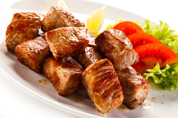 Kebabs - grilled meat and vegetables 