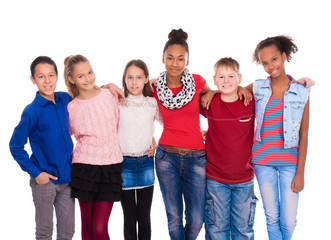 Obraz premium teenagers with different clothes standing together