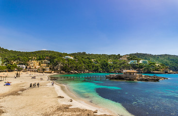Fototapeta na wymiar Seaside of Beautiful Bay Beach Majorca Balearic Islands Spain