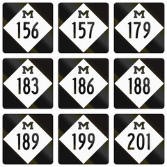 Collection of Michigan Route shields used in the United States