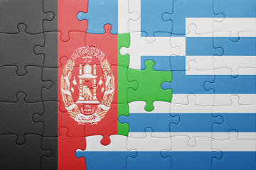 puzzle with the national flag of afghanistan and greece