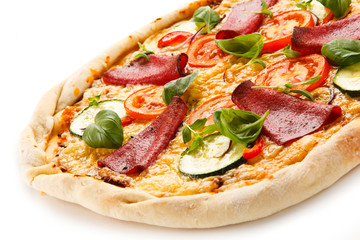 Pizza on white background