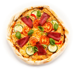 Pizza on white background