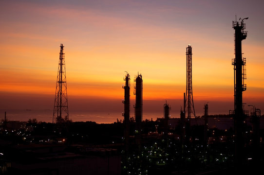 twilight in industrial plant
