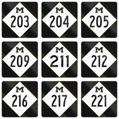 Collection of Michigan Route shields used in the United States