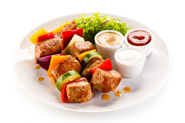 Kebabs - grilled meat and vegetables 