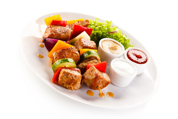 Kebabs - grilled meat and vegetables 