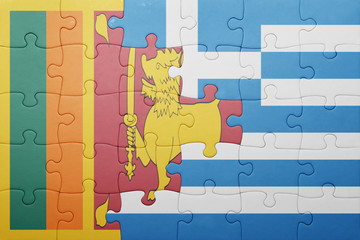 puzzle with the national flag of sri lanka and greece