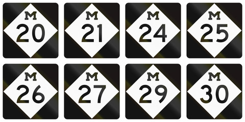 Collection of Michigan Route shields used in the United States