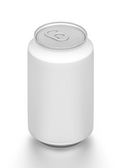 Isometric white blank beverage can isolated on white background.