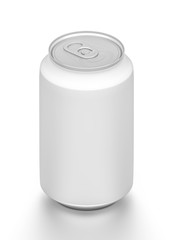 Isometric white blank beverage can isolated on white background.
