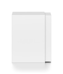 White tall rectangle blank box isolated on white background.