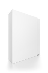 Closeup white tall rectangle blank box isolated on white background.