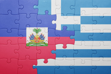 puzzle with the national flag of haiti and greece