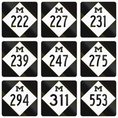 Collection of Michigan Route shields used in the United States