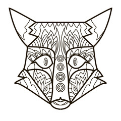 Line vector image for art therapy with fox.