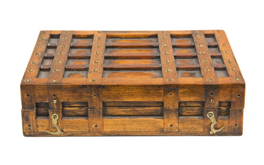 Vintage wooden box isolated over white