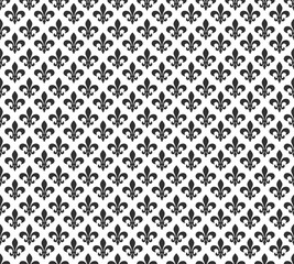 Fleur de lis black and white seamless pattern background - obrazy, fototapety, plakaty