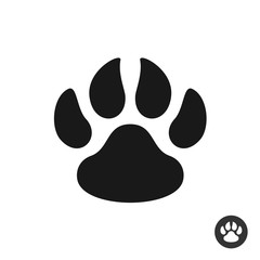 Animal paw black simple flat icon. Foot step print silhouette sy