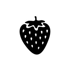 Strawberry simple black icon. One color simple cartoon style. - 107541287