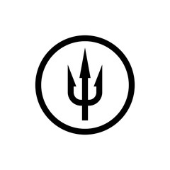 Simple trident sign. Black symbol in a circle border. - obrazy, fototapety, plakaty