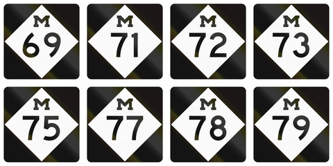 Collection of Michigan Route shields used in the United States