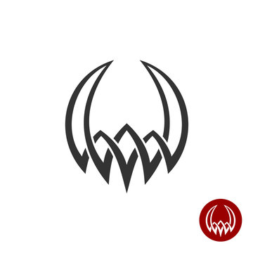 Mythology weaving abstract tattoo symbol. Round shape with horns
