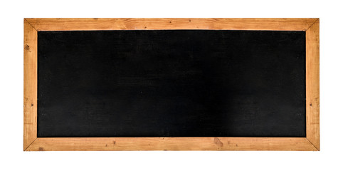 empty wide black board with wooden frame