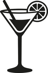 Cocktail glass with lime