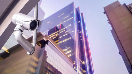 CCTV camera or surveillance system on city buildings