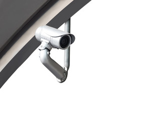 CCTV camera or surveillance system on white