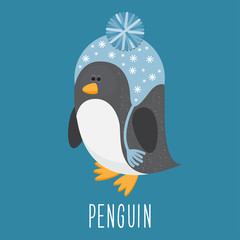 Funny cartoon penguin.
