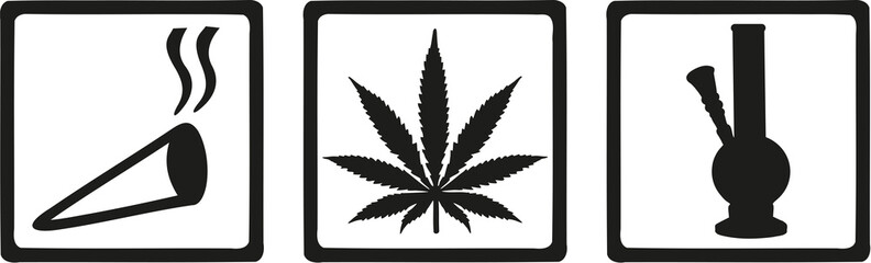 Dope icons joint Marijuana leaf bong