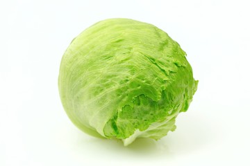 Iceberg lettuce, on white background.
