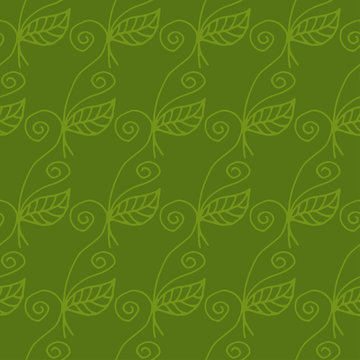 Seamless pattern of curved flowers and leaves. Vector illustrati © UVAconcept