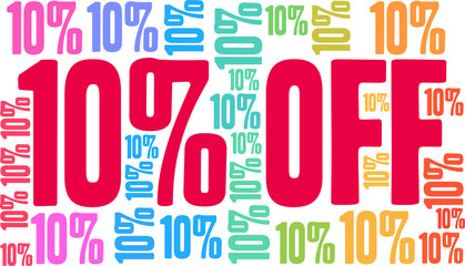 Ten Percent Off on a black background. 