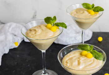 Lemon mousse in glasses
