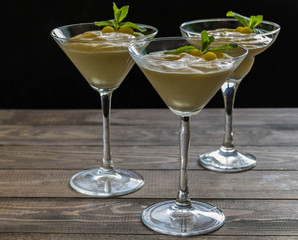 Lemon mousse in glasses